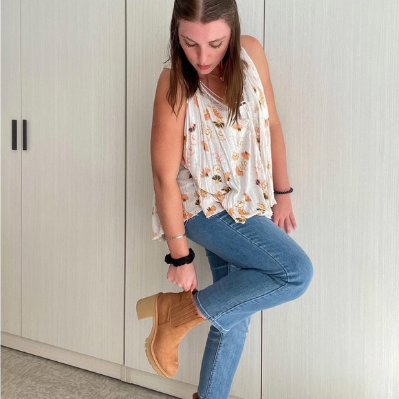 Free People Floral Tank Top - White and Orange - Picture 2 of 16